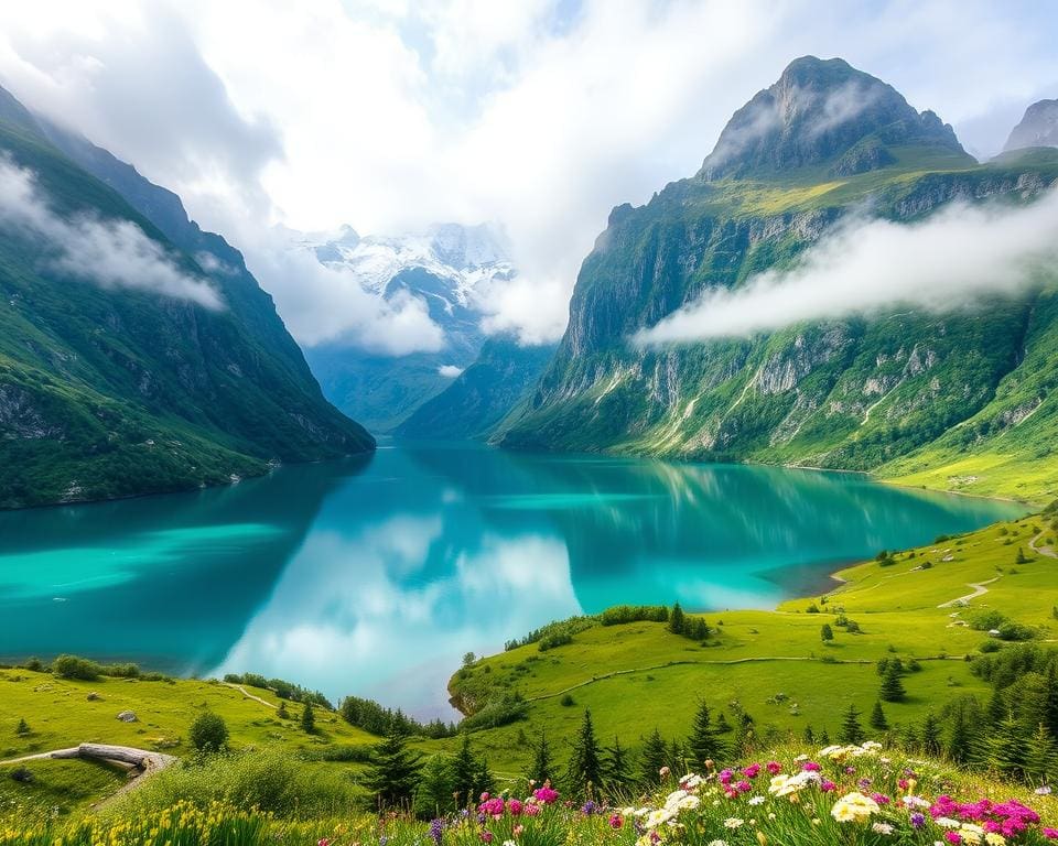 Fjorden en bergen in Noorwegen