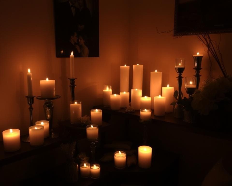 romantische verlichting met decoratieve kaarsen