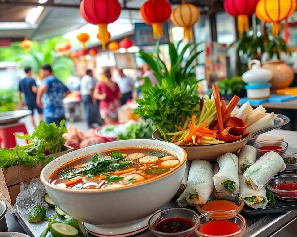 Eetgewoontes in Vietnam met pho en verse loempia's